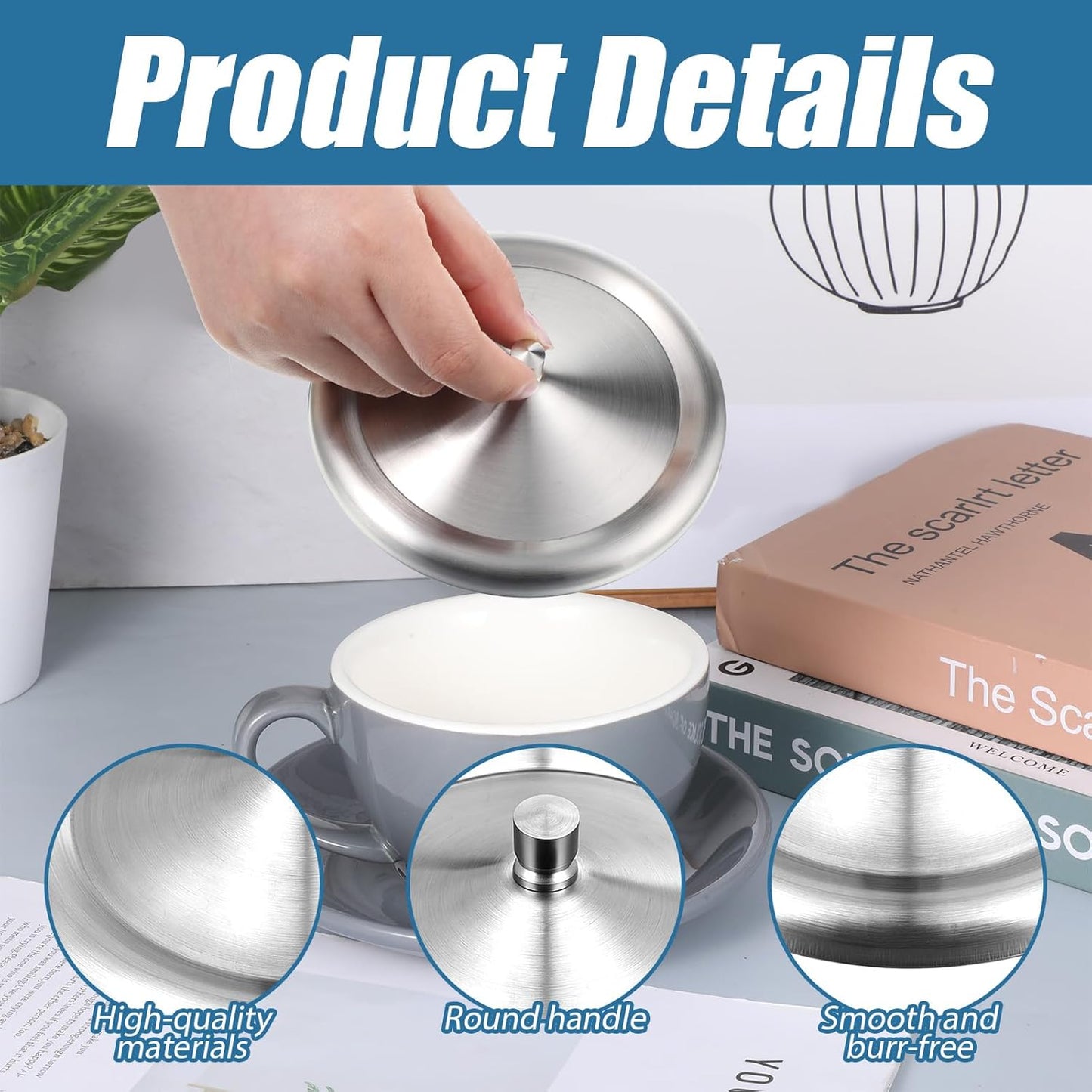 2 Tazones Acero Inox Tapas Universales 4.8pulg Plata