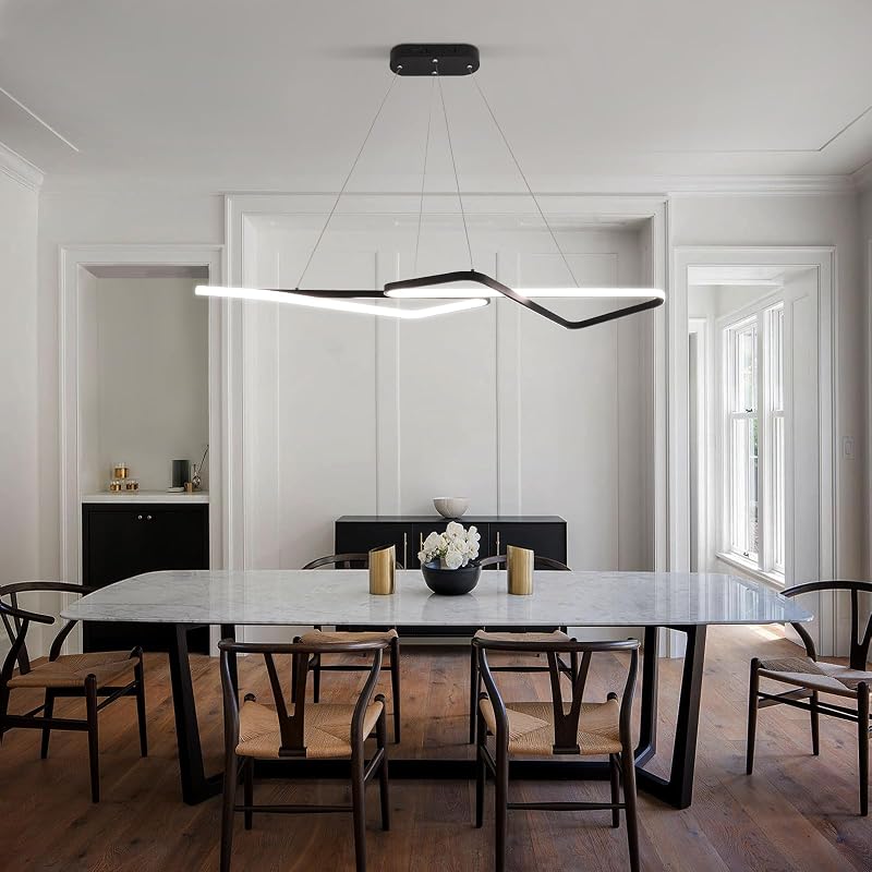 Candelabro LED negro mate 47" luz regulable comedor sala