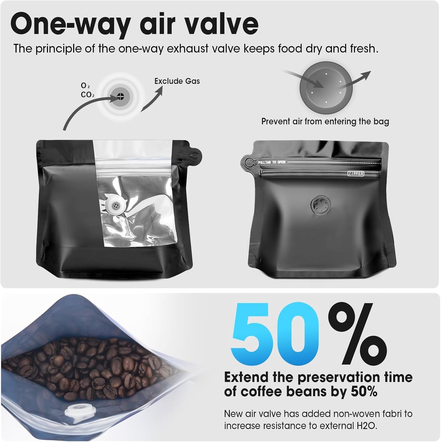 60 Bolsas Café Válvula 5oz Almacenamiento Diamante