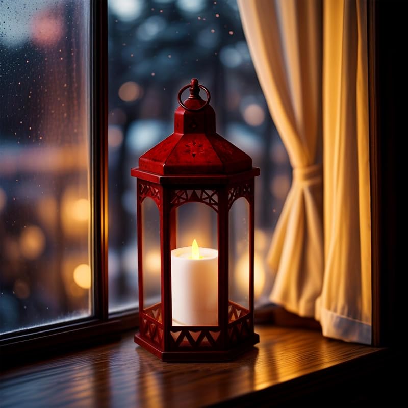 Farol Navidad vintage 15pulg vidrio portavelas colgante jardín