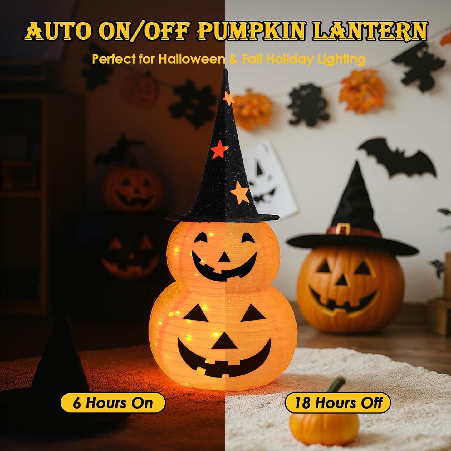 Decoraciones calabaza Halloween 3ft 8 modos luces plegables
