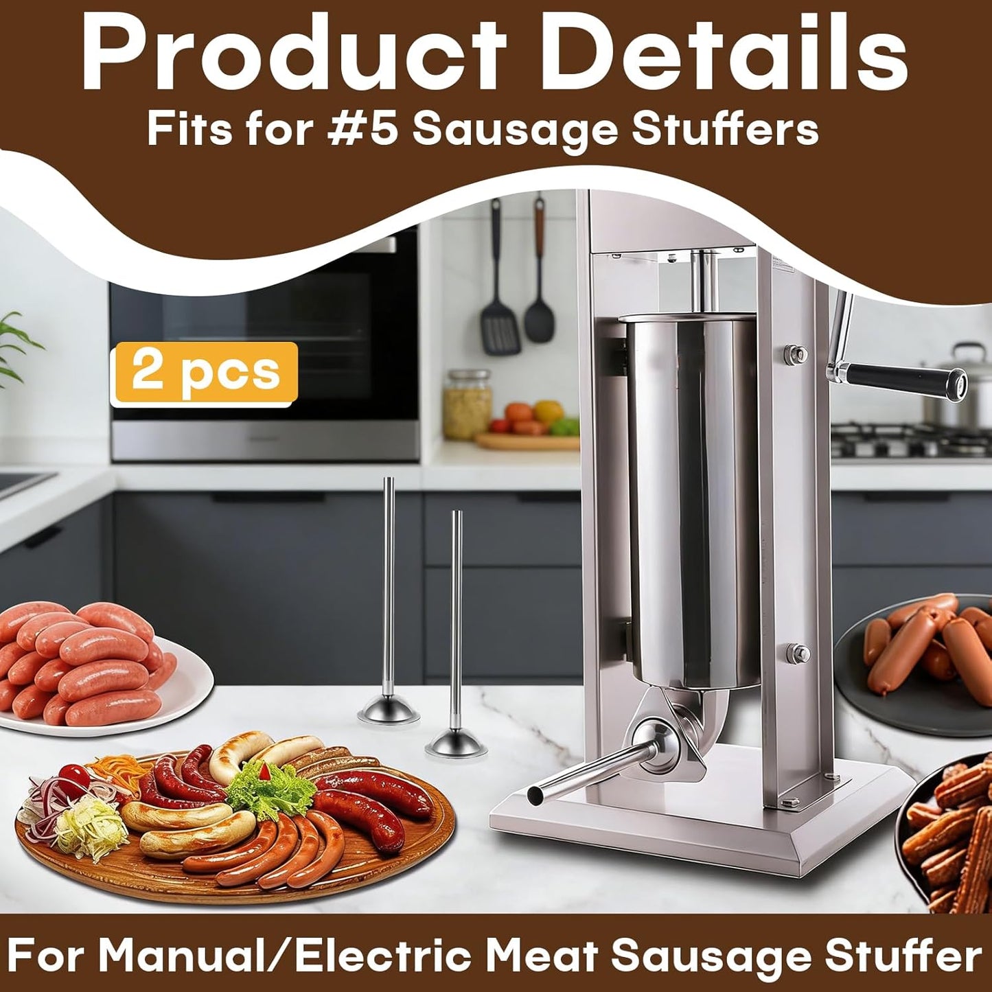 2 Pzas Tubo Relleno Salchicha Acero Inox Ajuste Universal