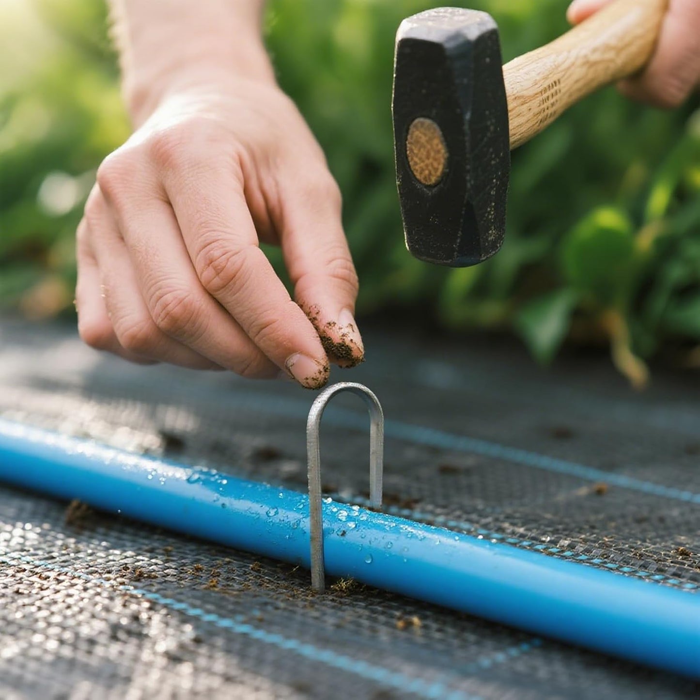 25 Estacas U Galvanizadas 12" para Jardín Manguera Goteo