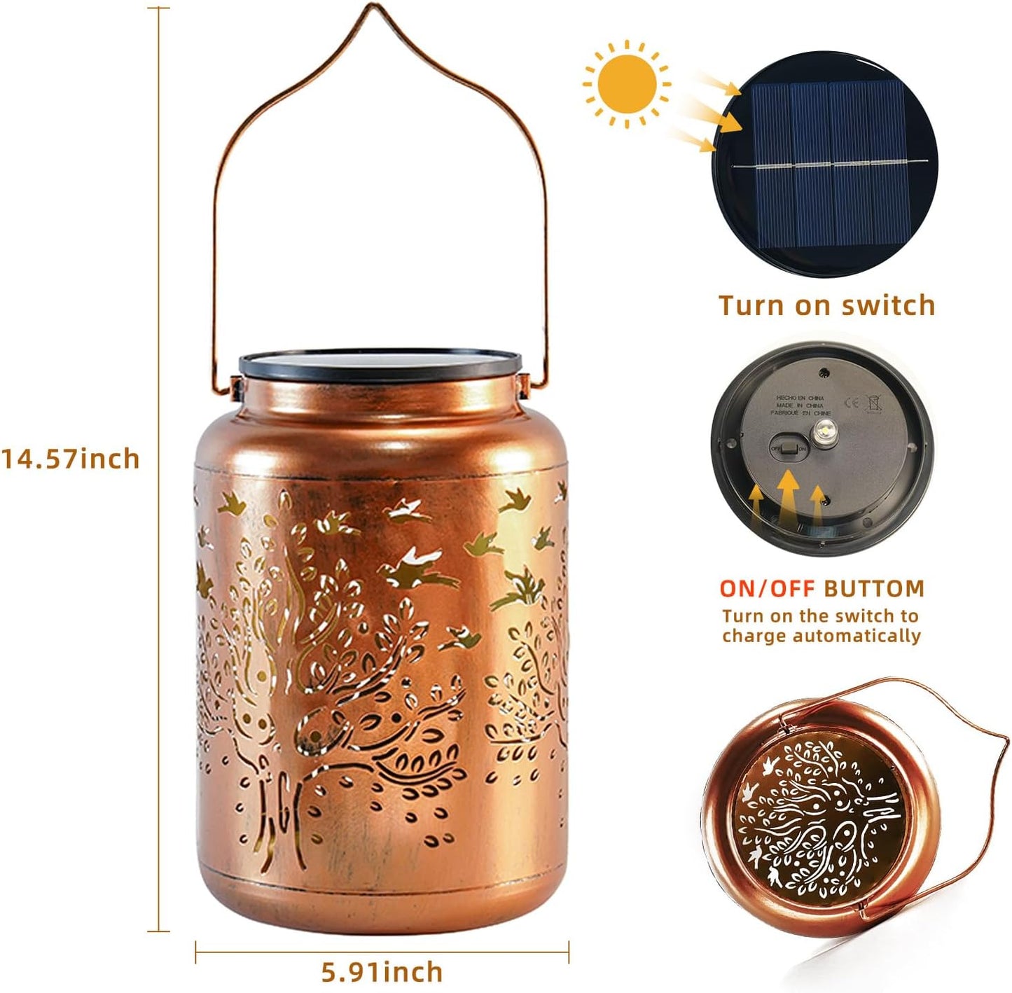Farol solar árbol vida impermeable 14.6" batería 2000mAh
