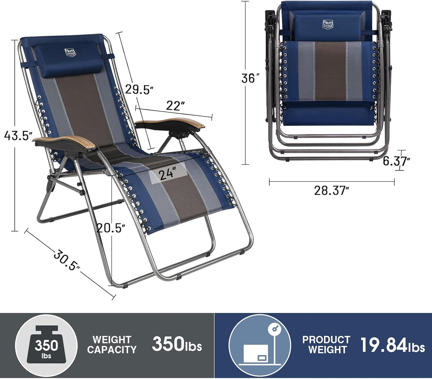 Silla relax acolchada ajustable para camping y uso interior