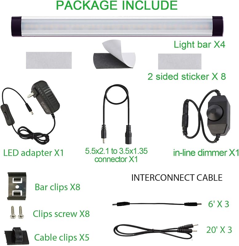 Luz LED cocina enchufable con interruptor 4 paneles