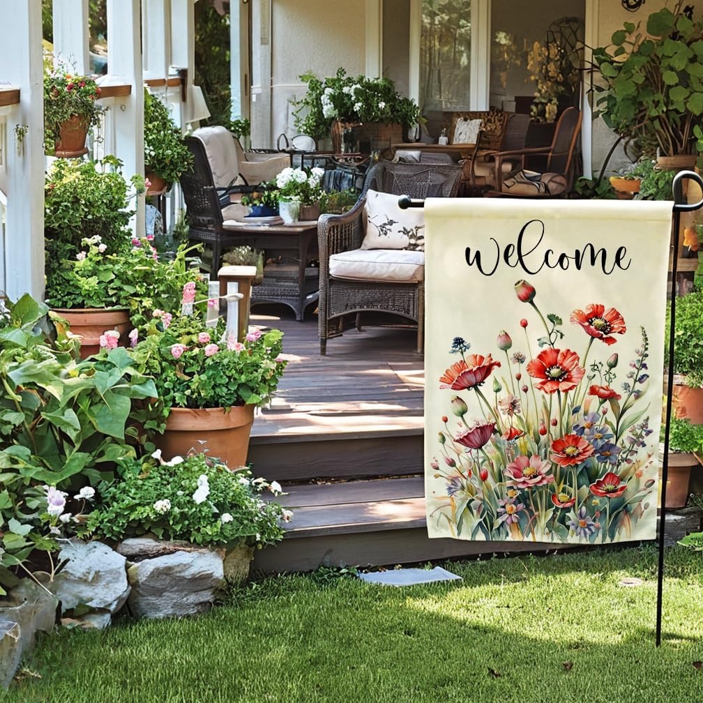 Bandera jardín floral 12.5x18" doble cara primavera