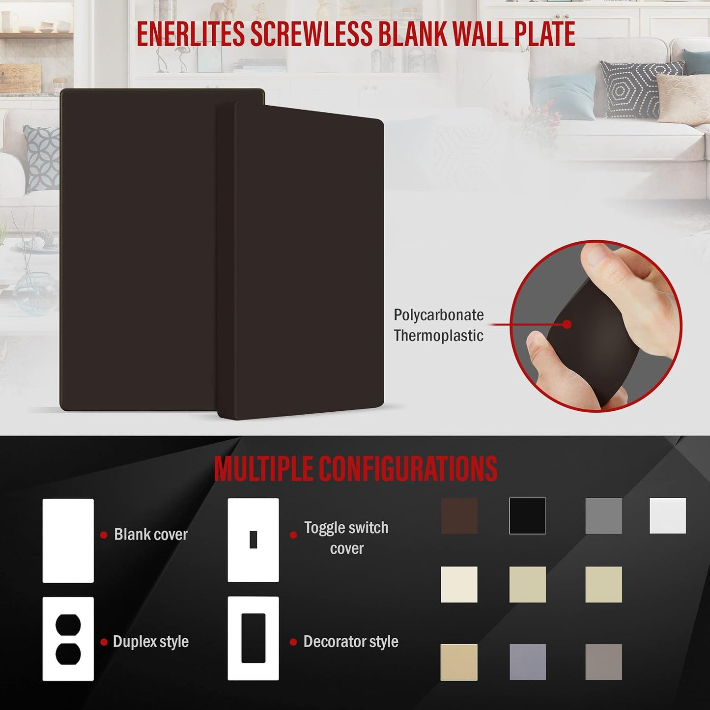 Tapa ciega pared segura niños 4.68x2.93pulg termoplástico UL