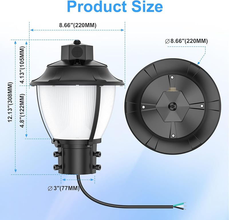 Luz LED poste exterior IP65 60W 5000K con fotocélula