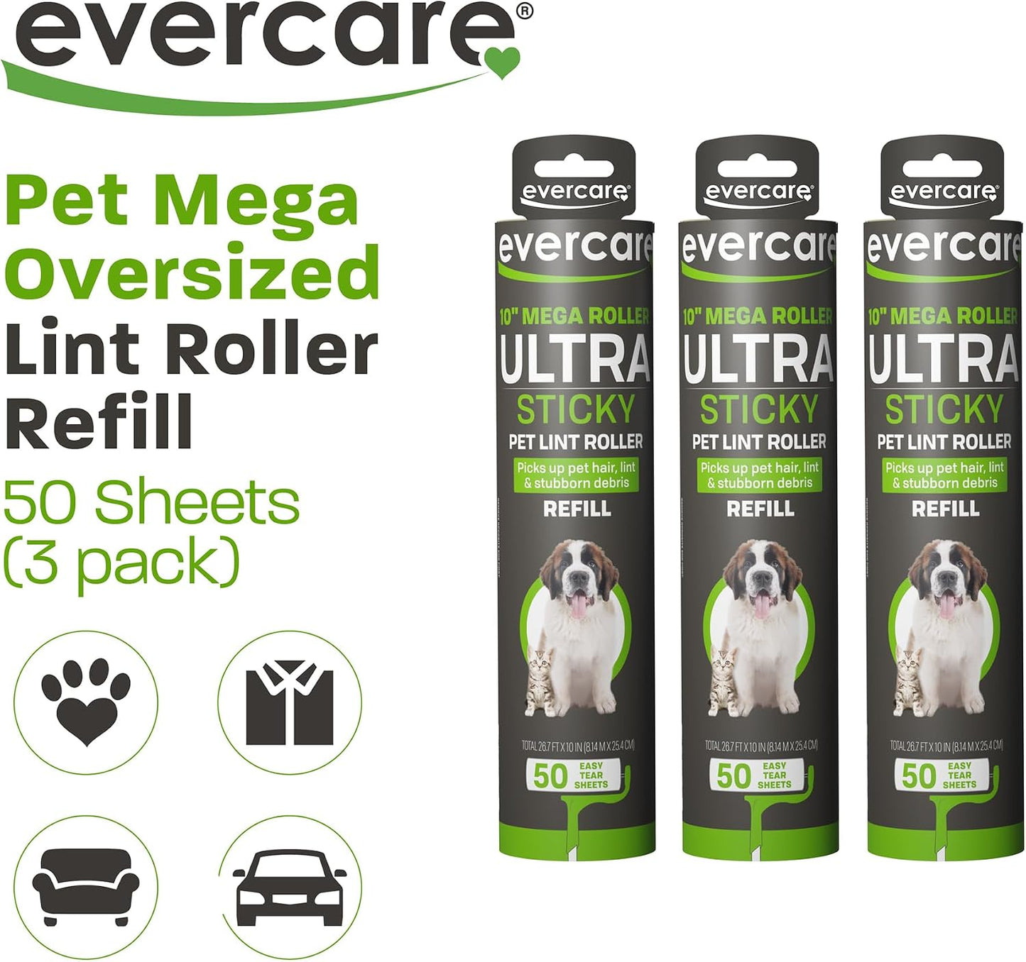 Pack 3 Rodillos Pelusa Mascotas 50 Hojas Cada Uno