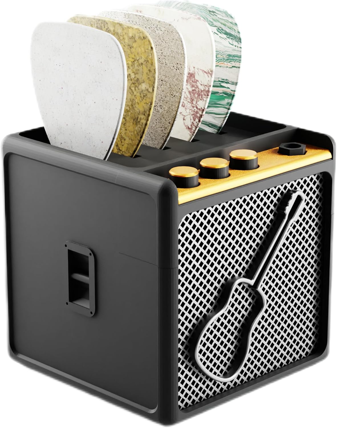 Soporte púas guitarra organizador elegante negro