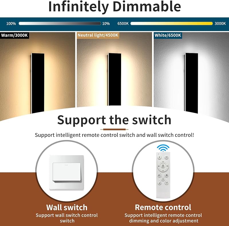 2 Apliques Pared Exteriores 39" IP65 Regulable