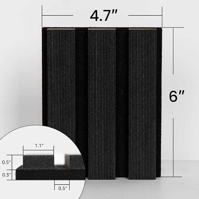Paneles acústicos madera listones insonorizado negro clásico