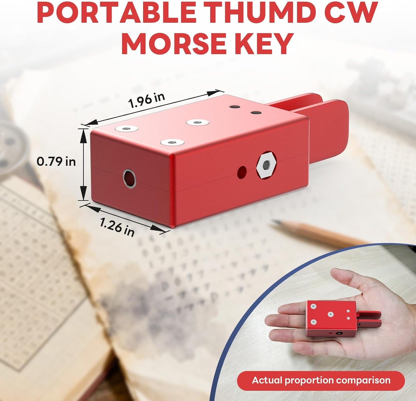 Llave Morse de mano doble pie moderna roja