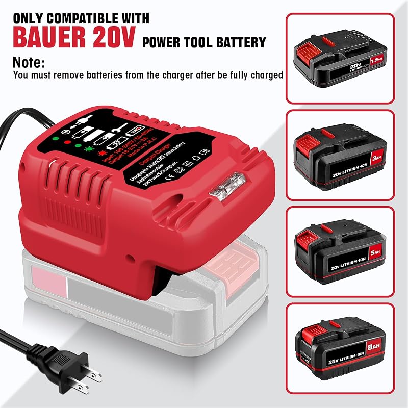 Cargador MINI para batería Bauer 20V 1/2 1704C-B 1701C-B