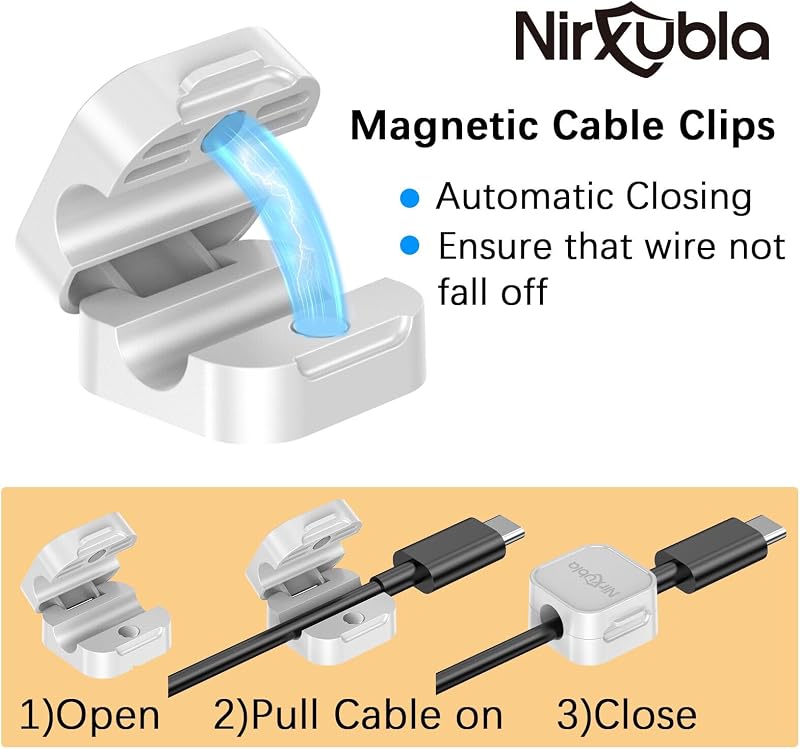 9 Clips magnéticos para cables adhesivo mejorado organizador