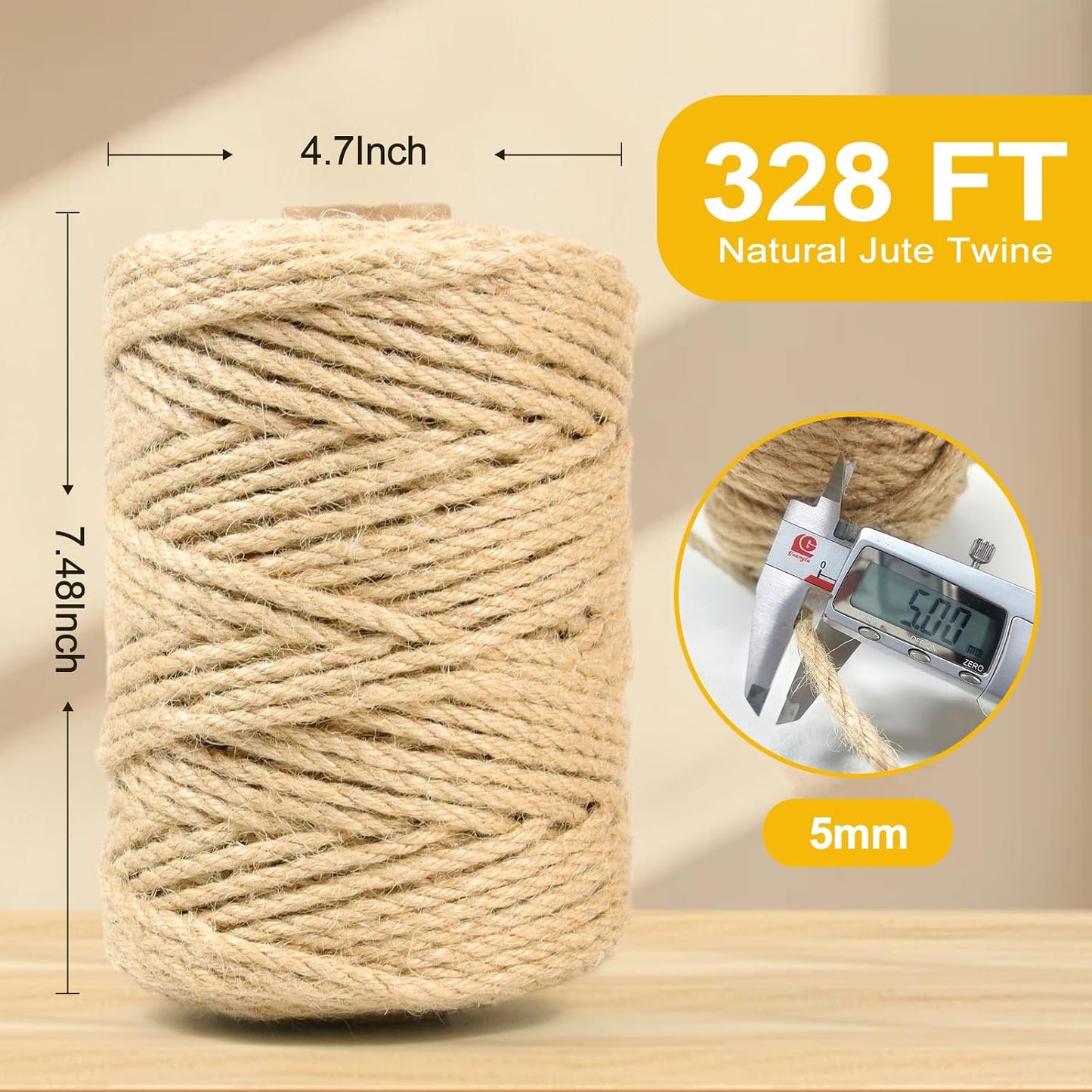 Cuerda yute 5mm 100m para manualidades, embalaje y gatos