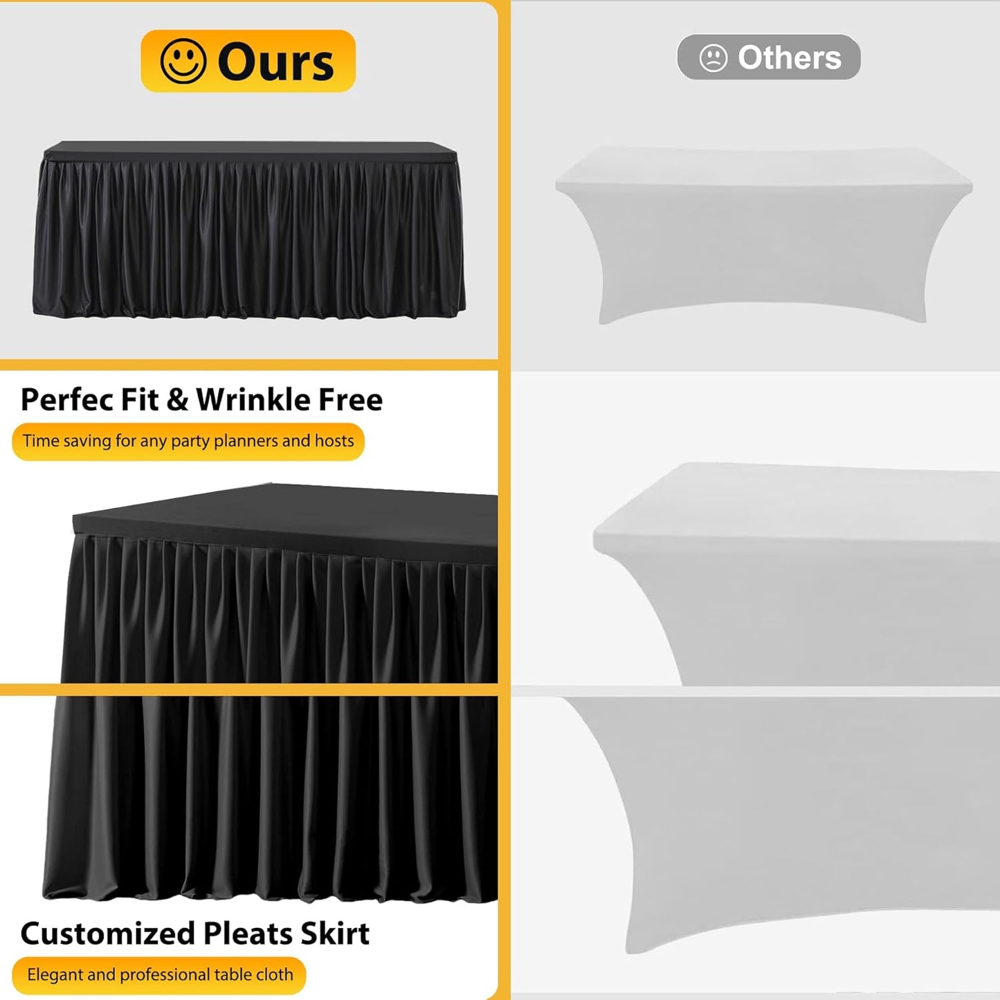 2 Manteles Rectangulares Negro 6ft Poliéster Ajustable