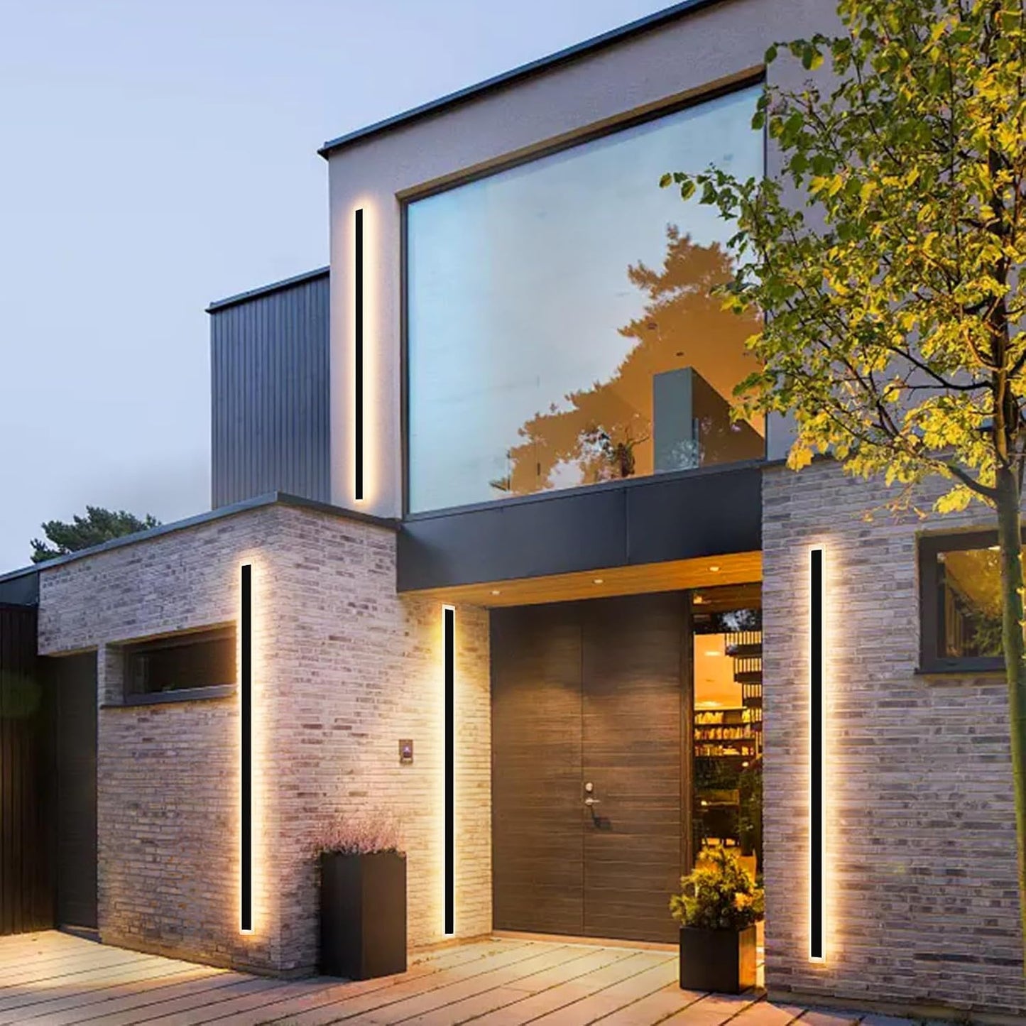 2 Pack Luces Pared Exterior Modernas 144cm Negro