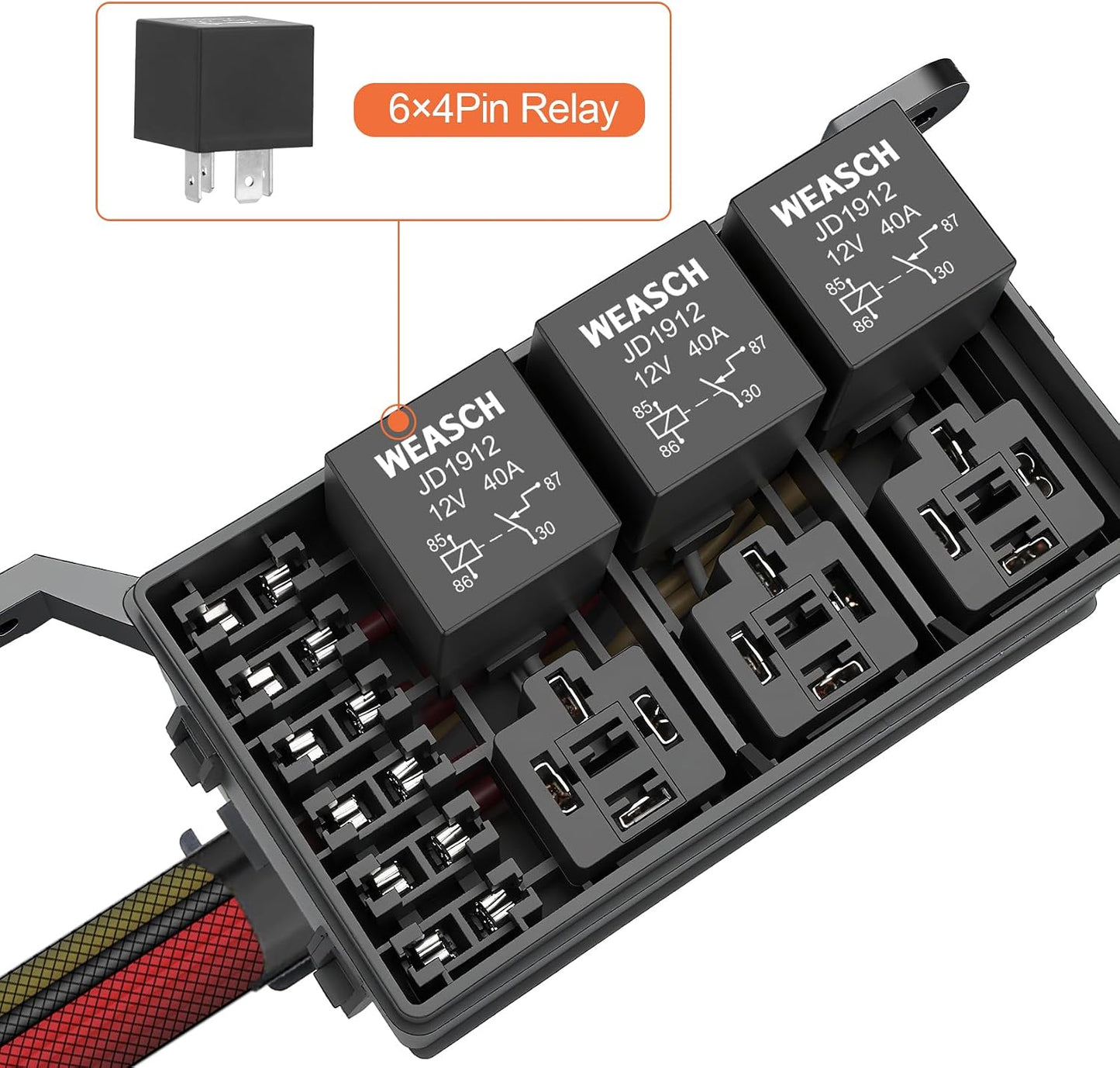 Caja relés fusibles 12V 6 vías con 6 relés ATC/ATO para auto