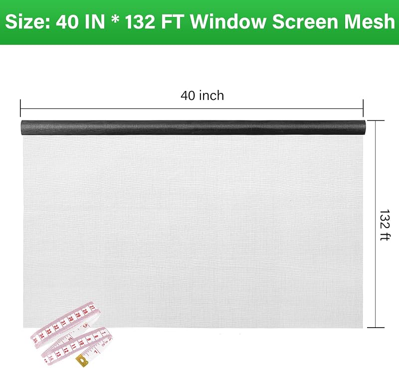 Kit reparación pantalla ventana 40" x132ft nanofibras negro