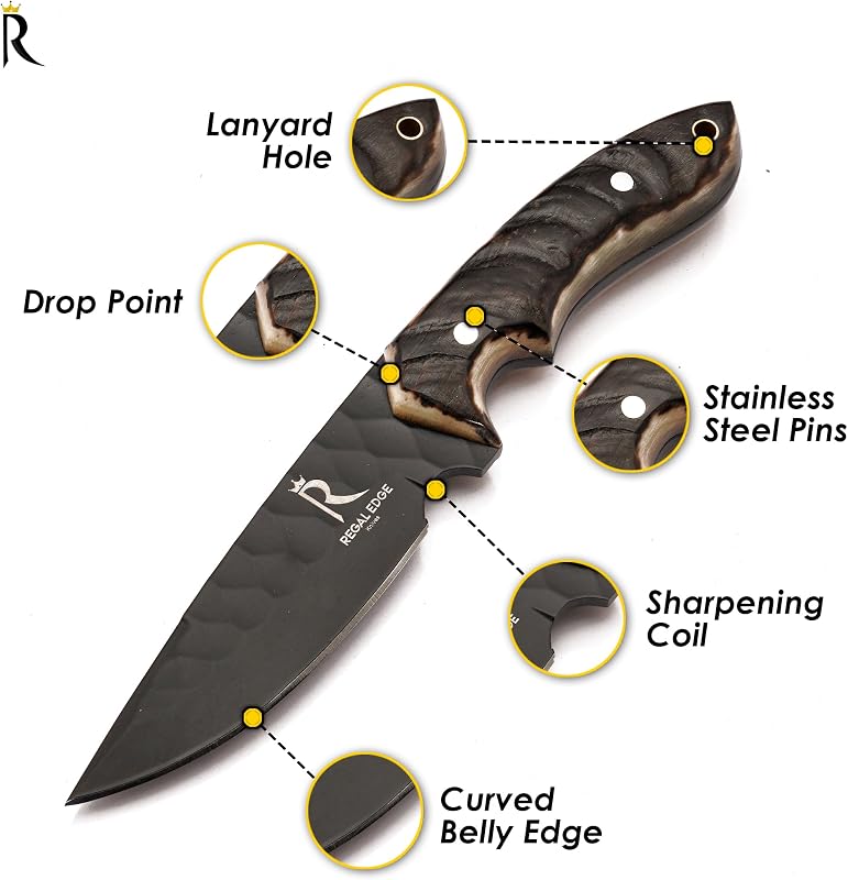 Cuchillo caza 9pulg acero carbono 1095c funda cuero