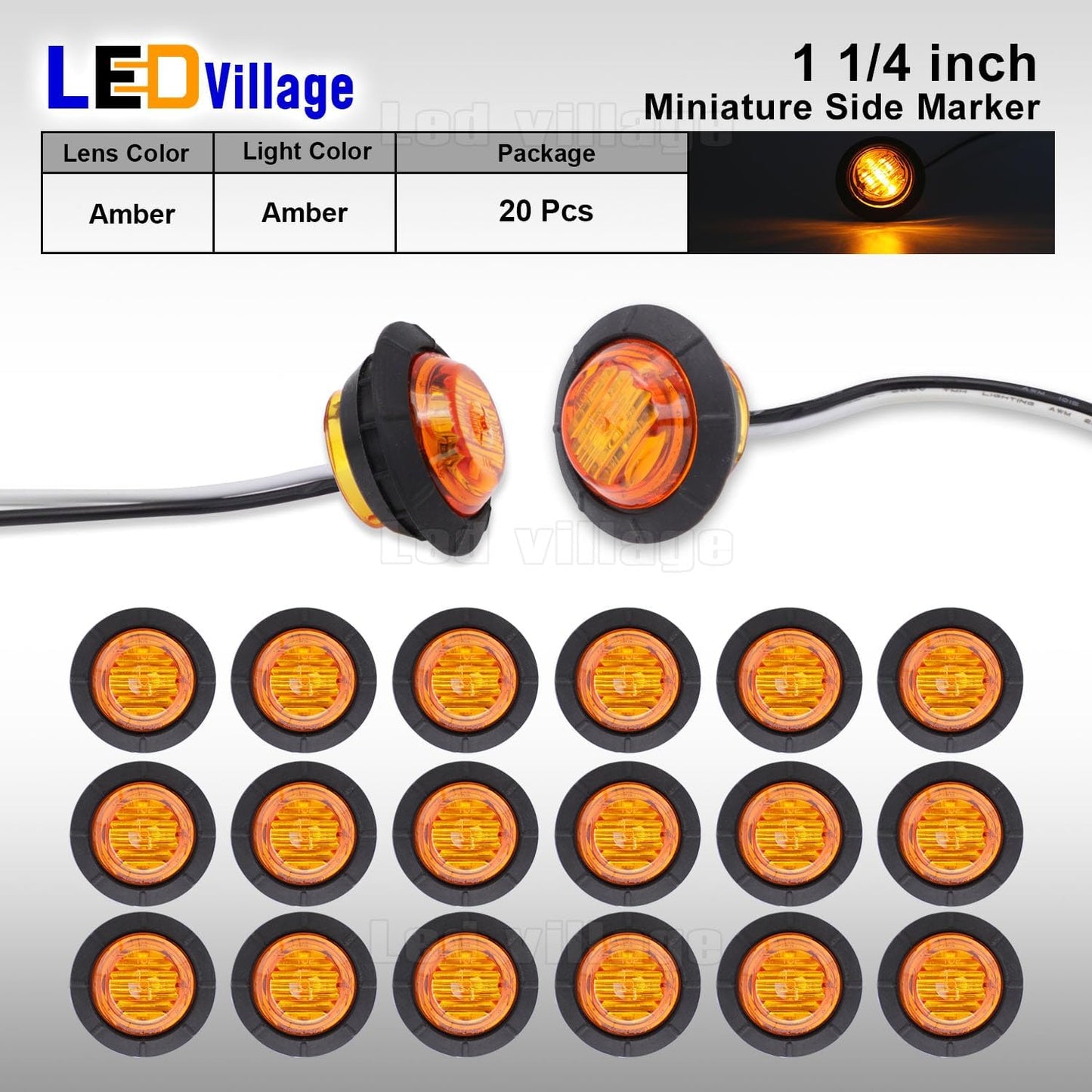 20 Luces LED Ámbar Universal para Camiones