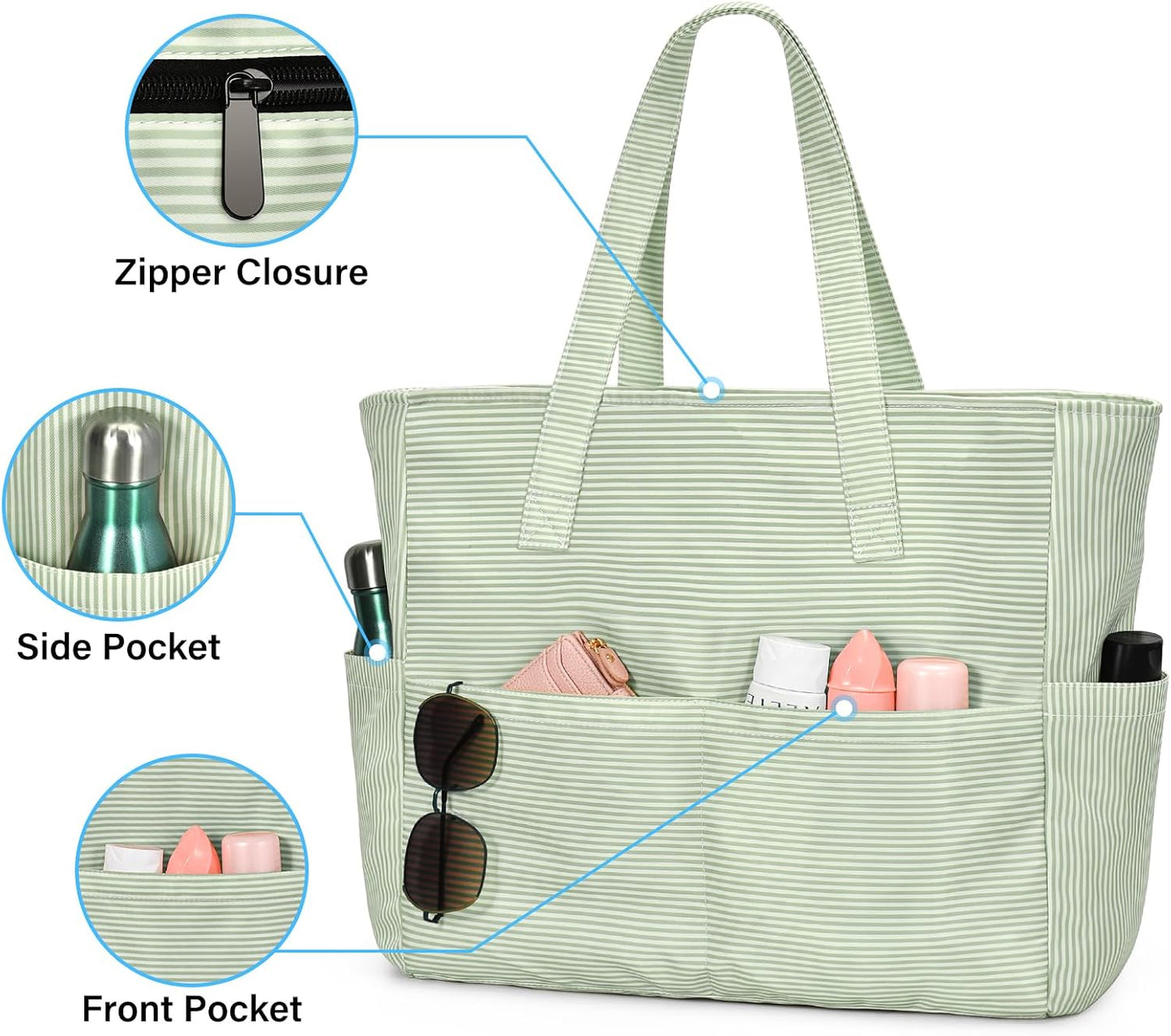 Bolsa playa mujer grande impermeable con cremallera