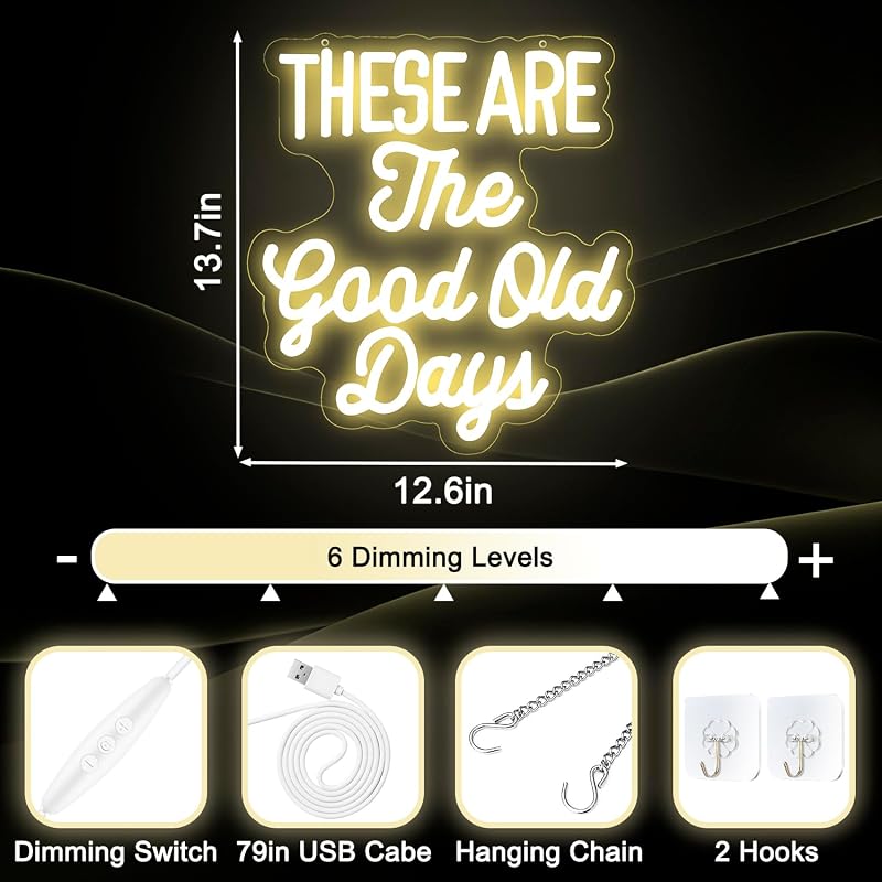 Letrero LED USB neon These Are The Good Old Days para niños