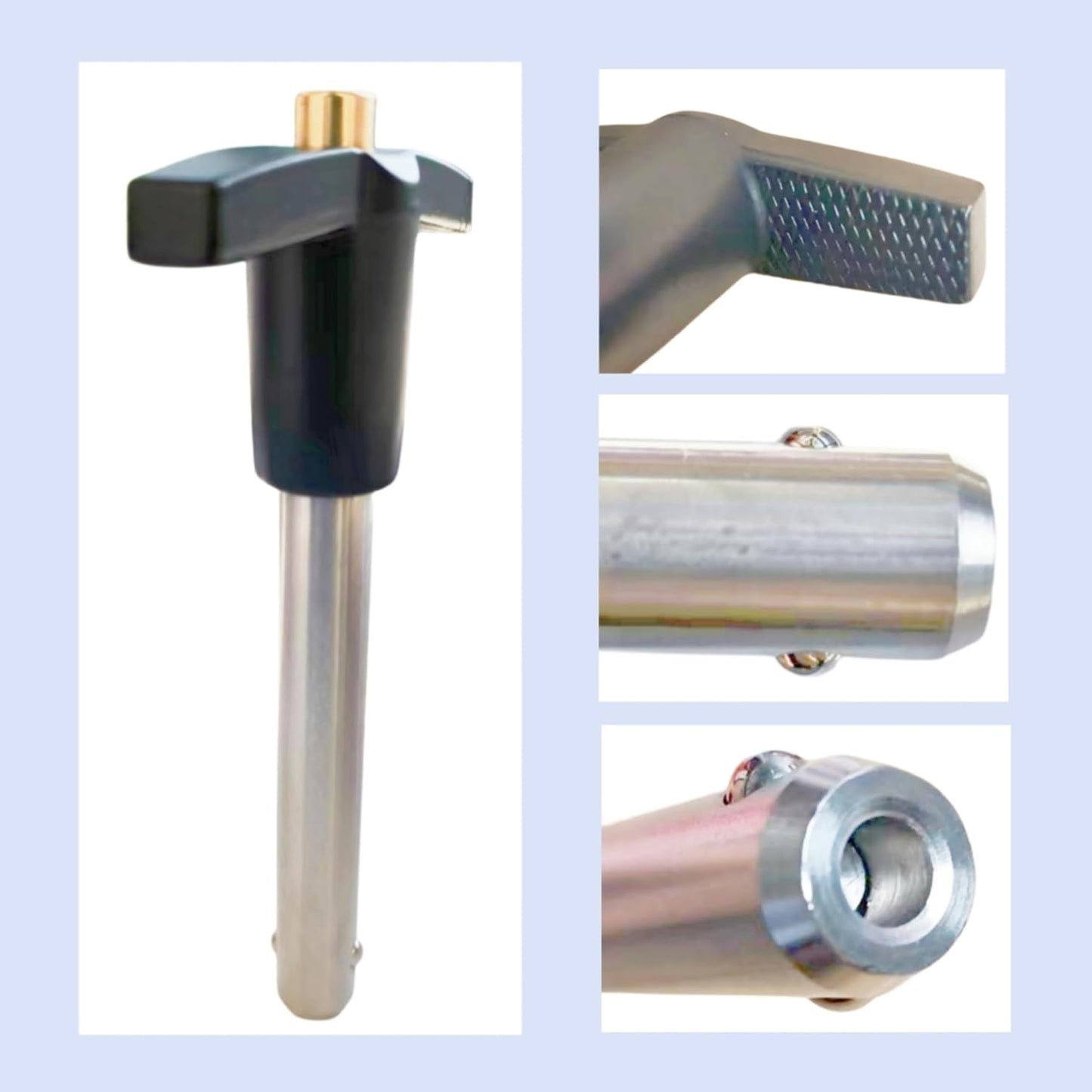Pasador bloqueo T acero inox 304 cuerda seguridad 15/32x3-5/32