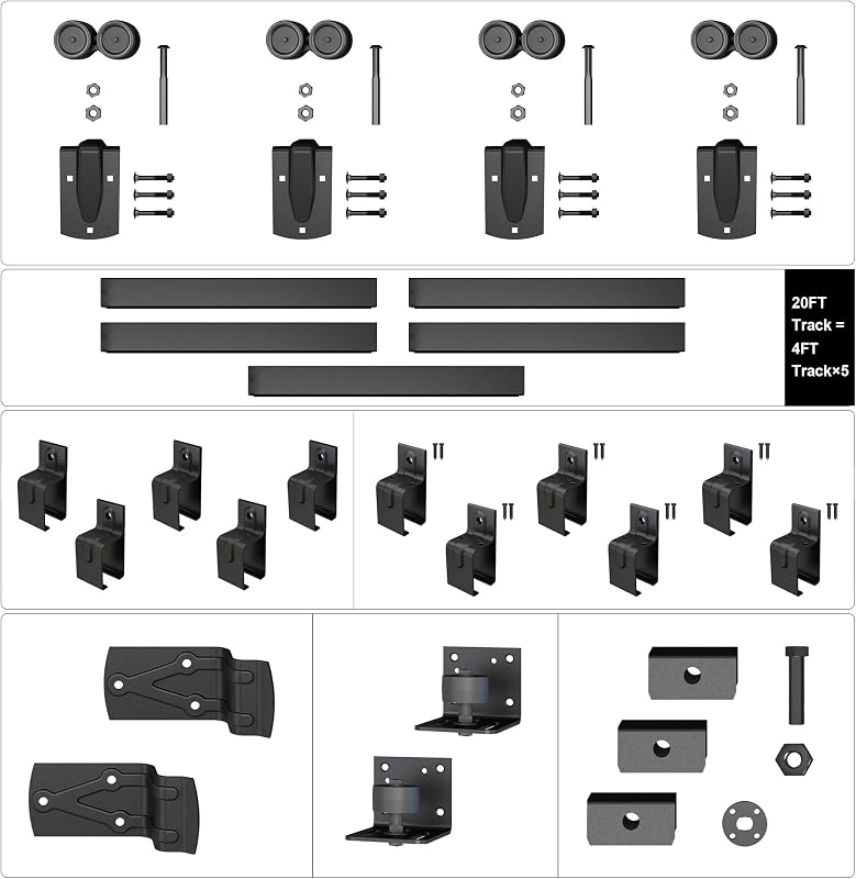 Kit herrajes puerta corrediza granero 20ft 450lb acabado