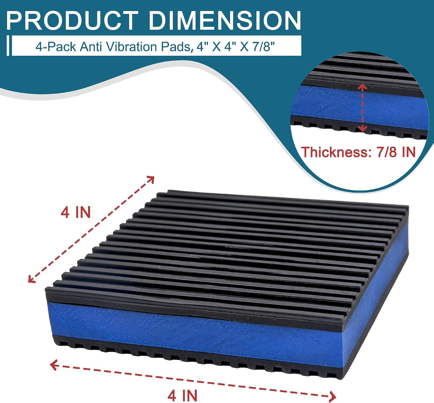 4 Almohadillas EVA antivibración 4x4x7/8pulg compresor aire