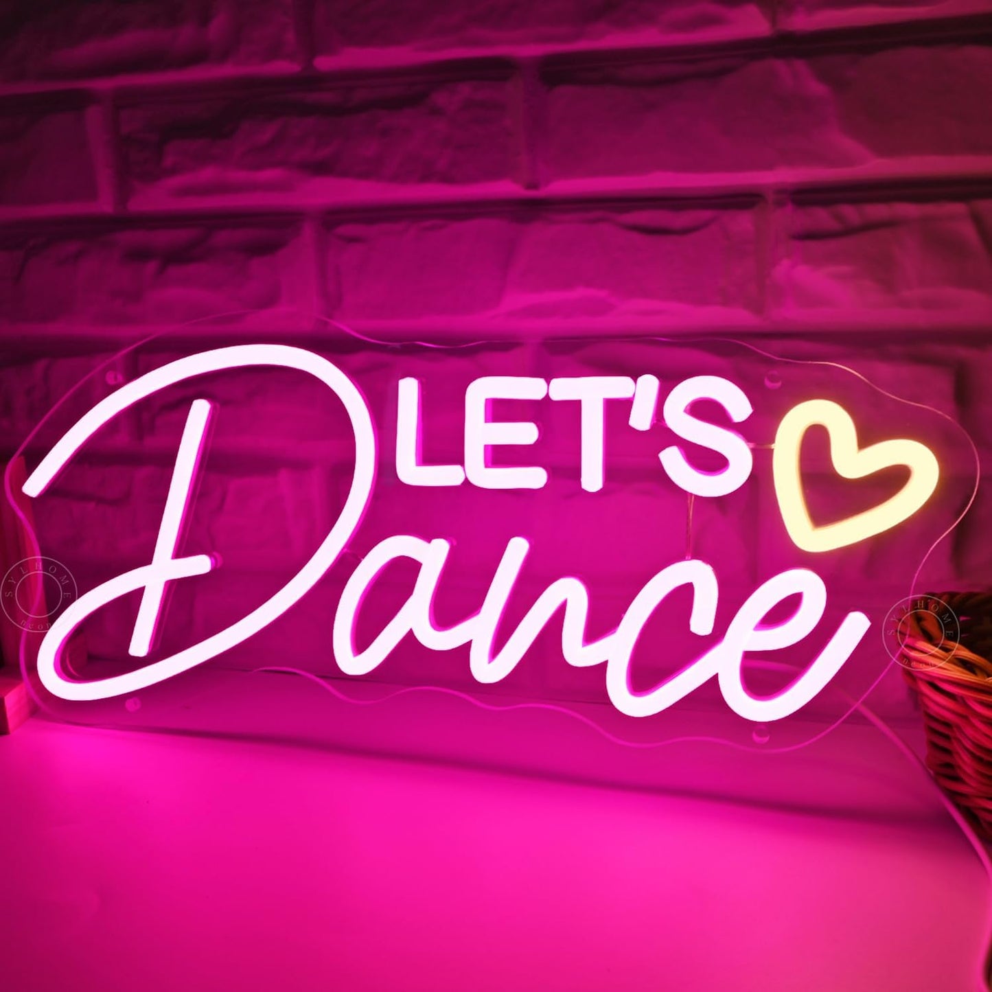 Letrero LED neón Let's Dance corazón decoración pared