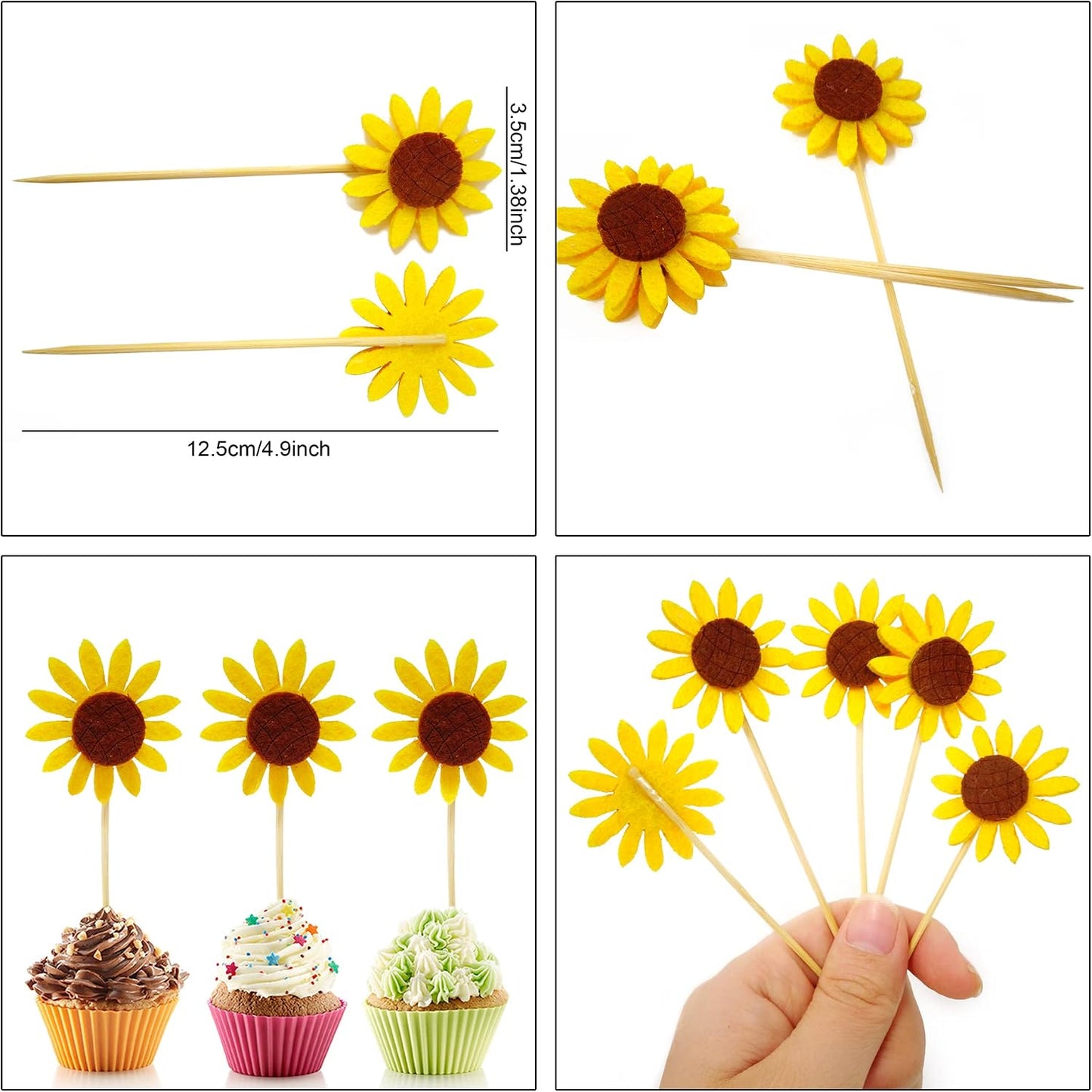 24 Adornos Cupcakes Girasol Frutas Decoraciones Tarta