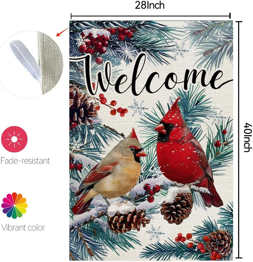 Bandera doble cara 28x40pulg cardenal invierno decoración patio