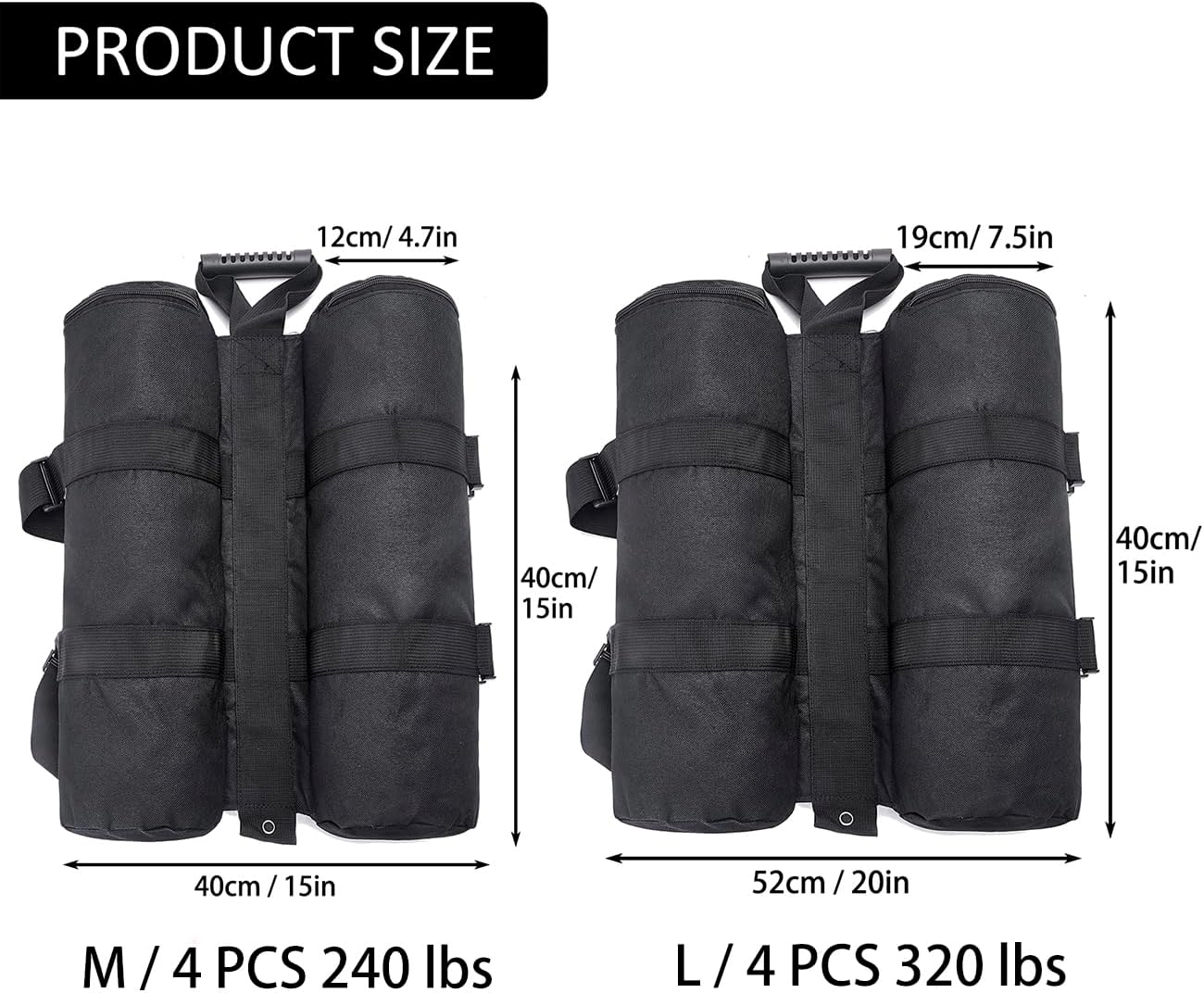Set 4 bolsas arena toldo 240lb resistentes 1680D