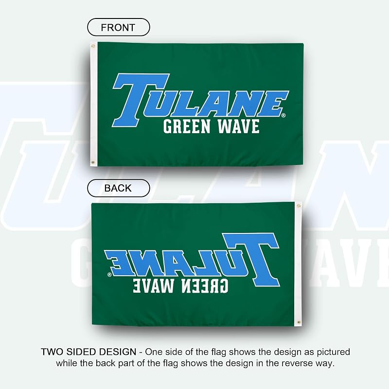 Bandera TU Tulane 3x5ft tela poliéster duradera