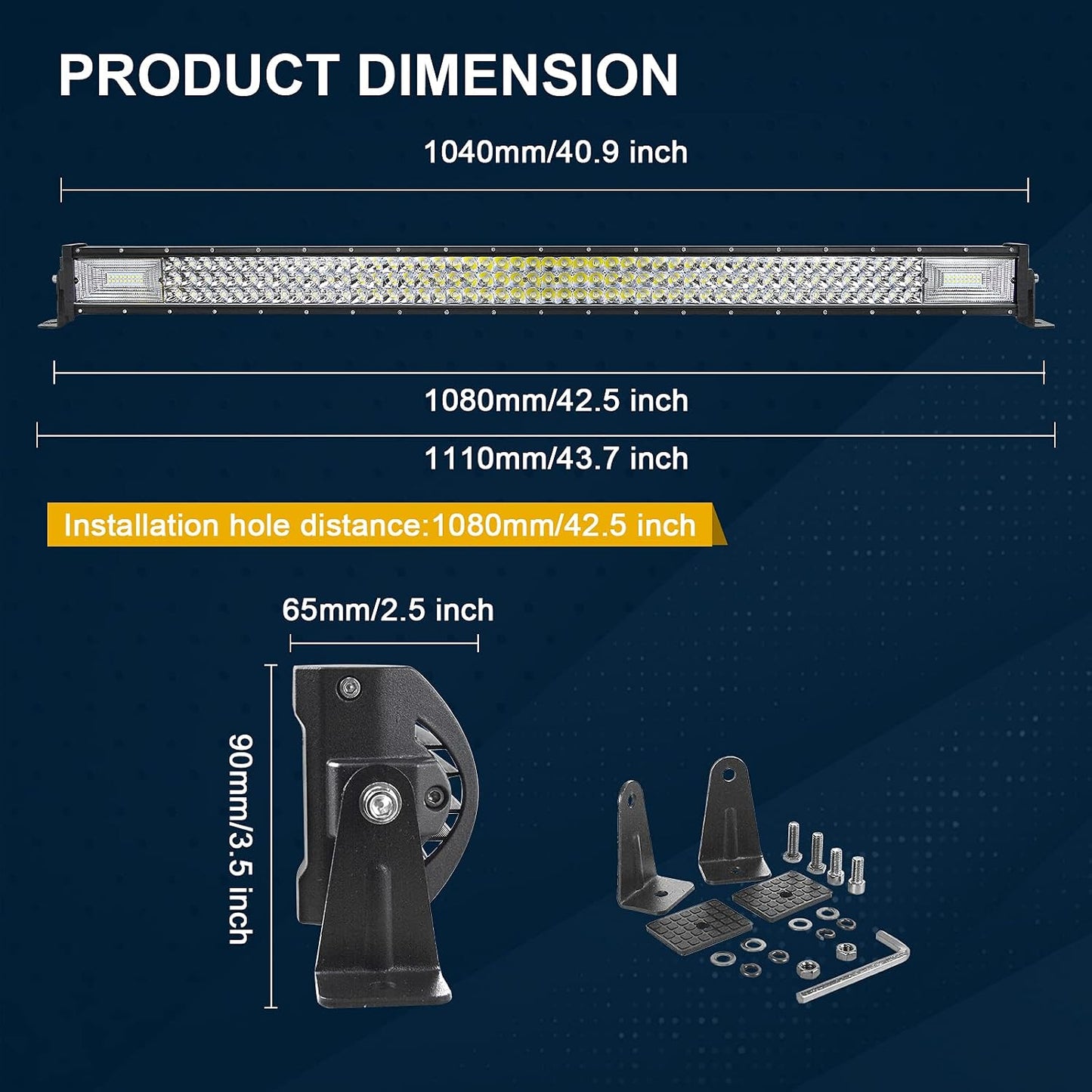 Barra luz LED 42" 540W con luces antiniebla camión