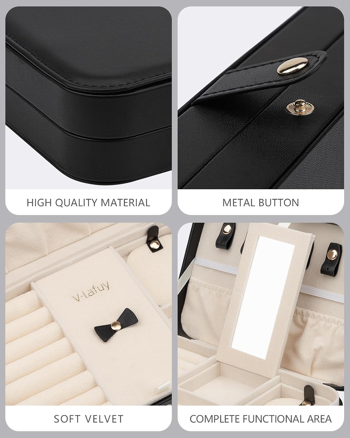 Estuche joyas viaje 2 capas para mujer y niña negro