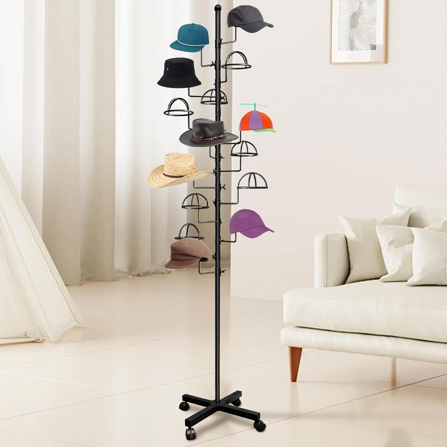 Soporte sombrero 15 ganchos circulares metal tienda