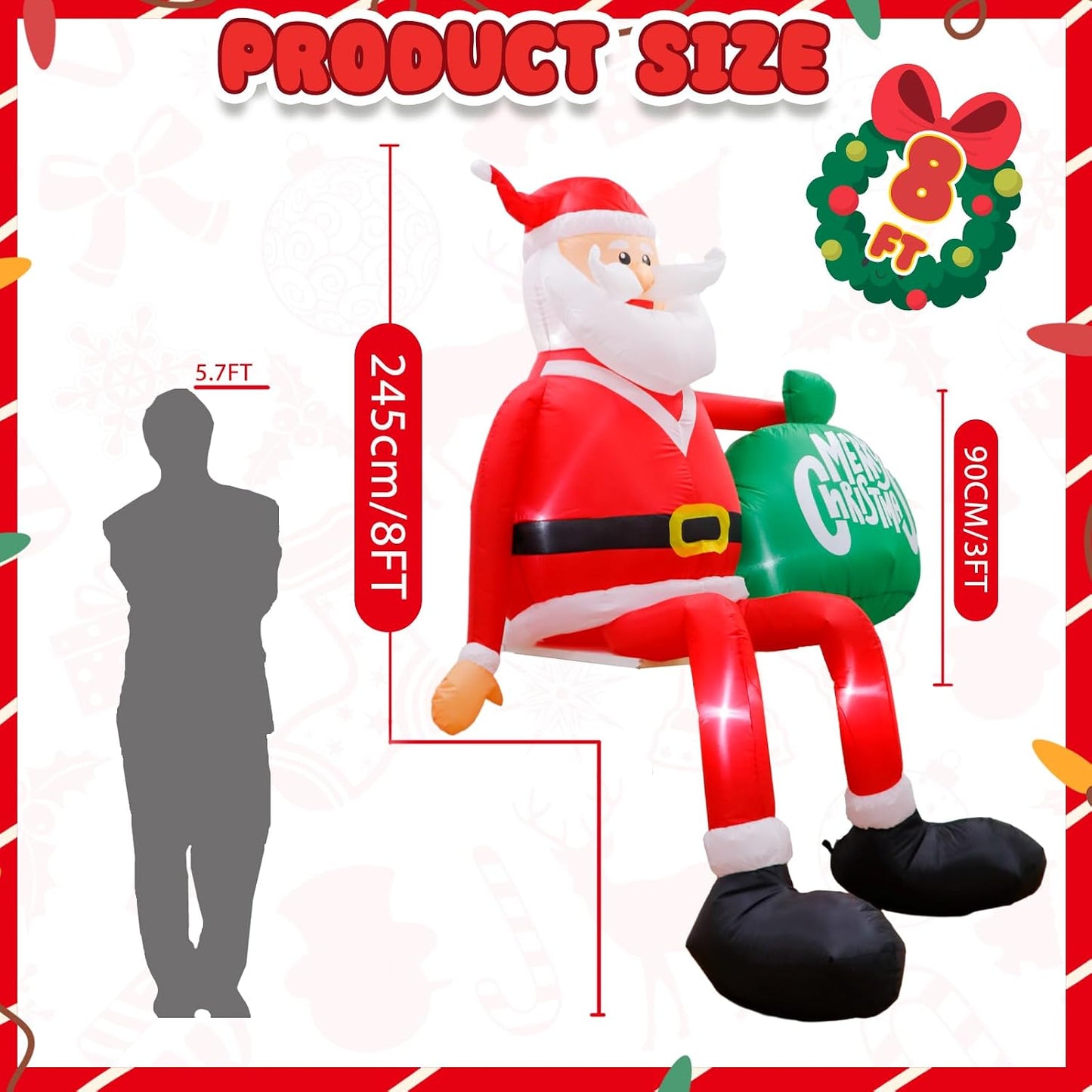 Inflable Navidad 8" LED para patio techo
