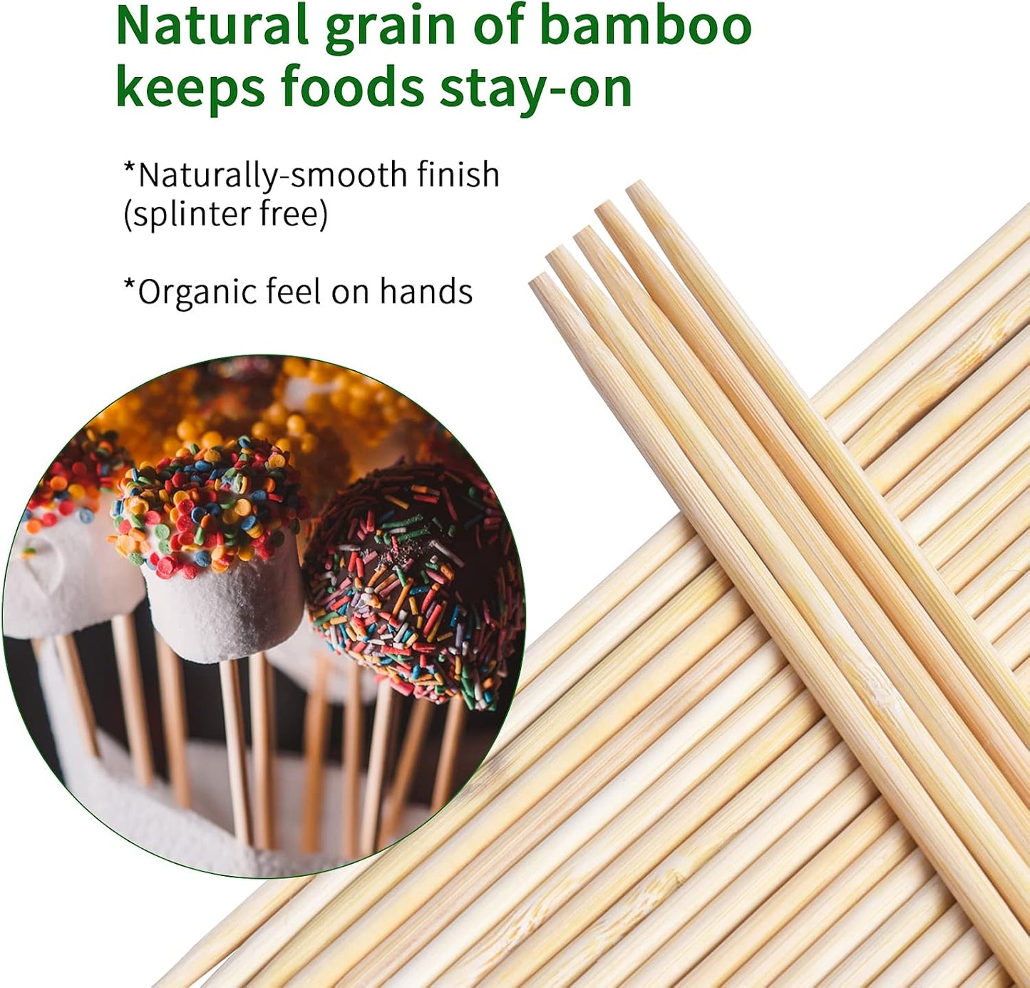 Brochetas bambú 10pulg seguras para kabob fruta manualidades