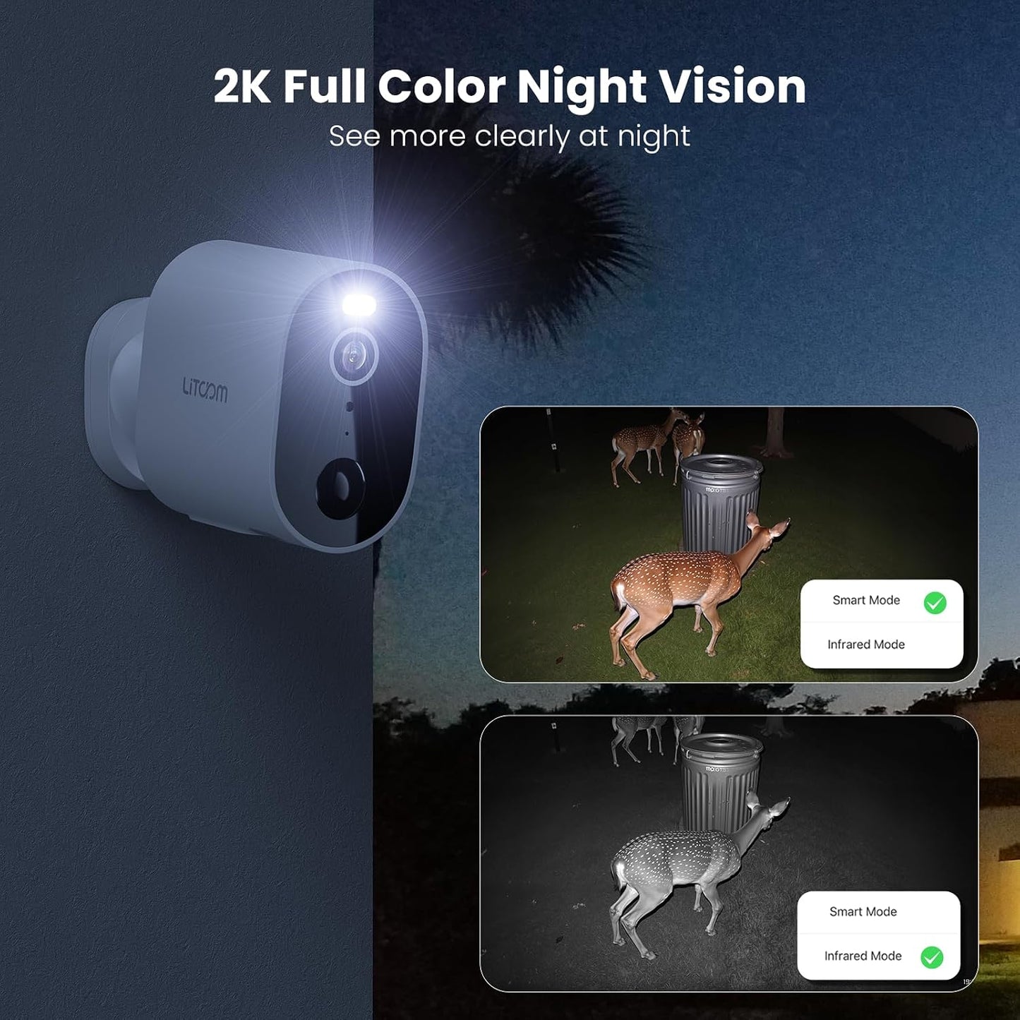 Cámara seguridad inalámbrica exterior 2K visión nocturna