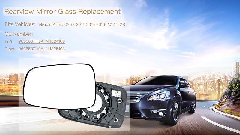 Espejo vidrio Nissan Altima 2013-18 placa respaldo pasajero derecho