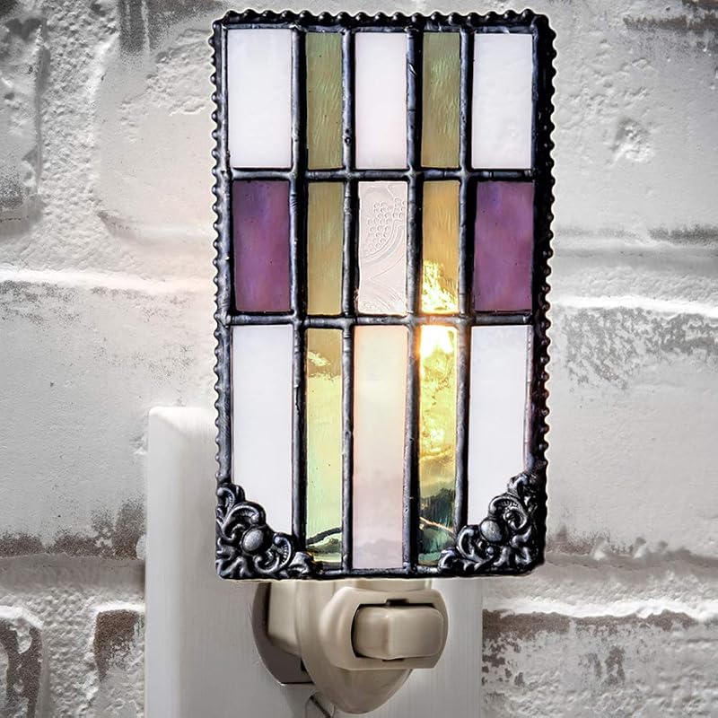 Luz nocturna vitral vidrio vintage enchufable dormitorio