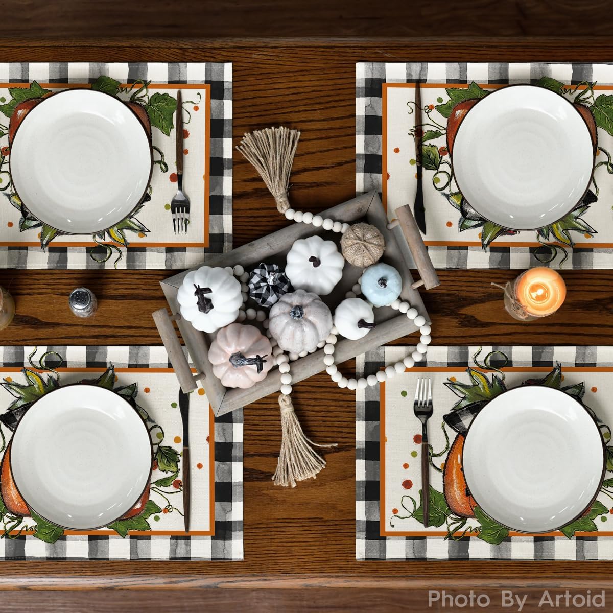 Set 4 Manteles Otoño 12x18pulg Exteriores Hogar Fiesta