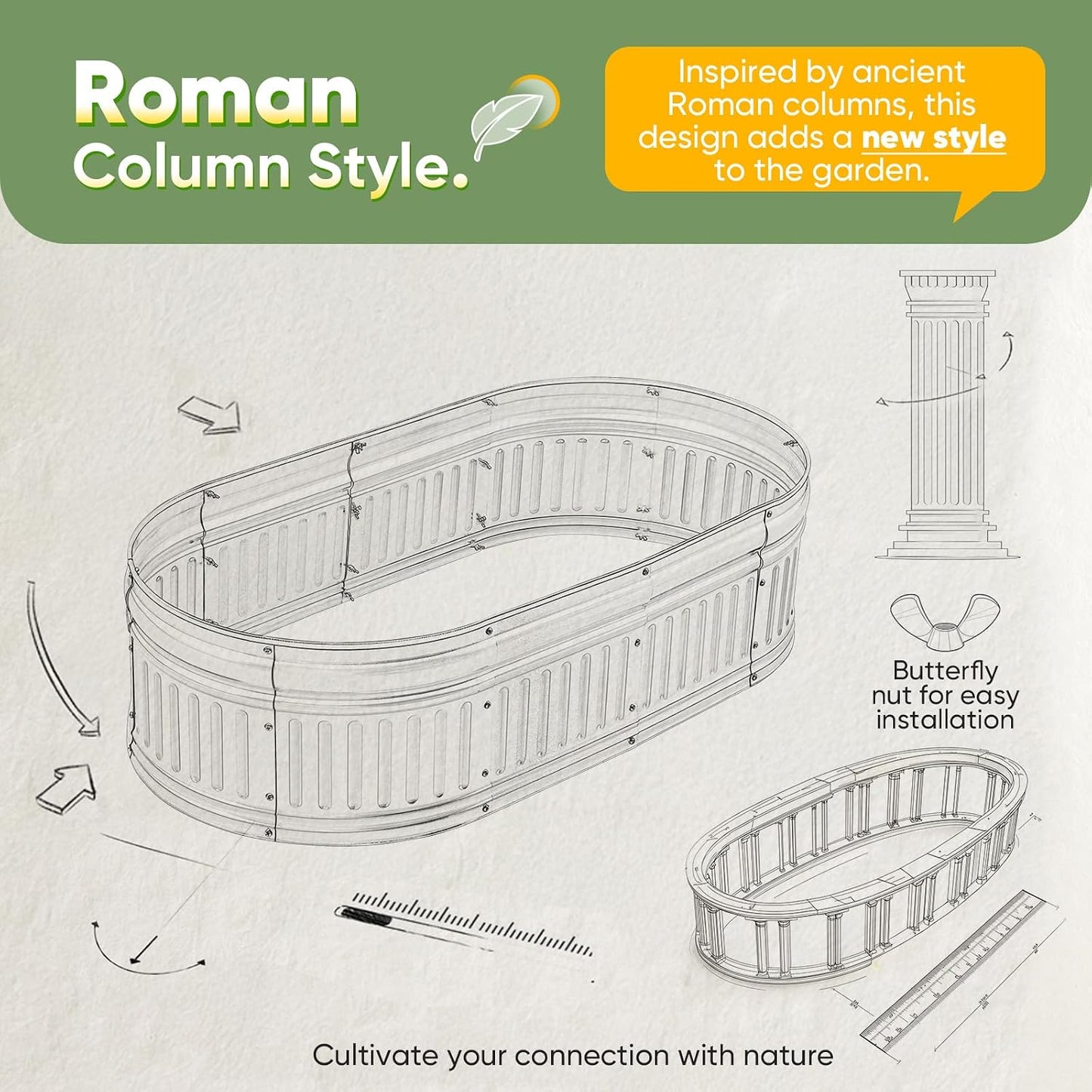 Kit cama jardín elevada galvanizado DIY 47x24