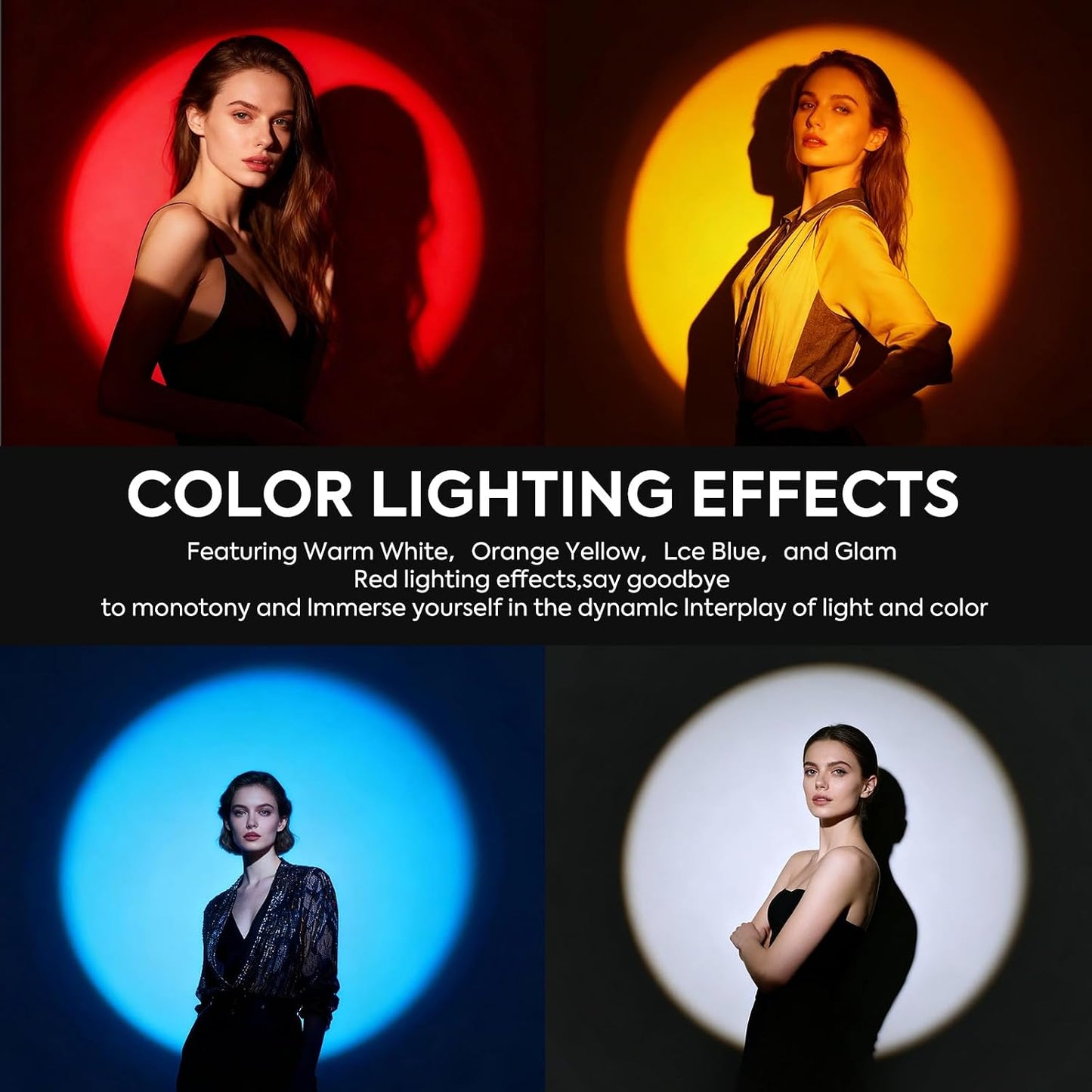 Linterna estudio LED 8400 mAh con 20 filtros GOBO y 4 colores