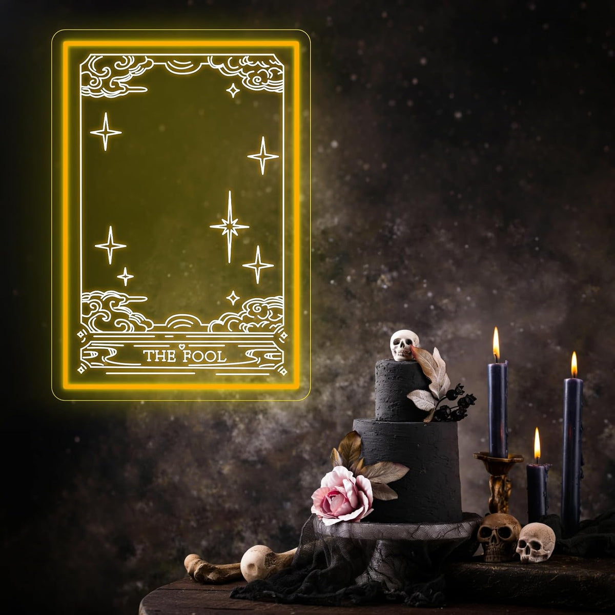 Espejo tarot The Fool con luz decoración dormitorio