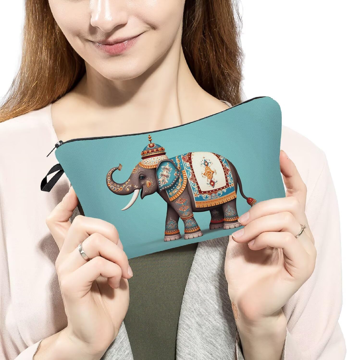 Bolsa cosméticos elefante mandala cremallera regalo mujer